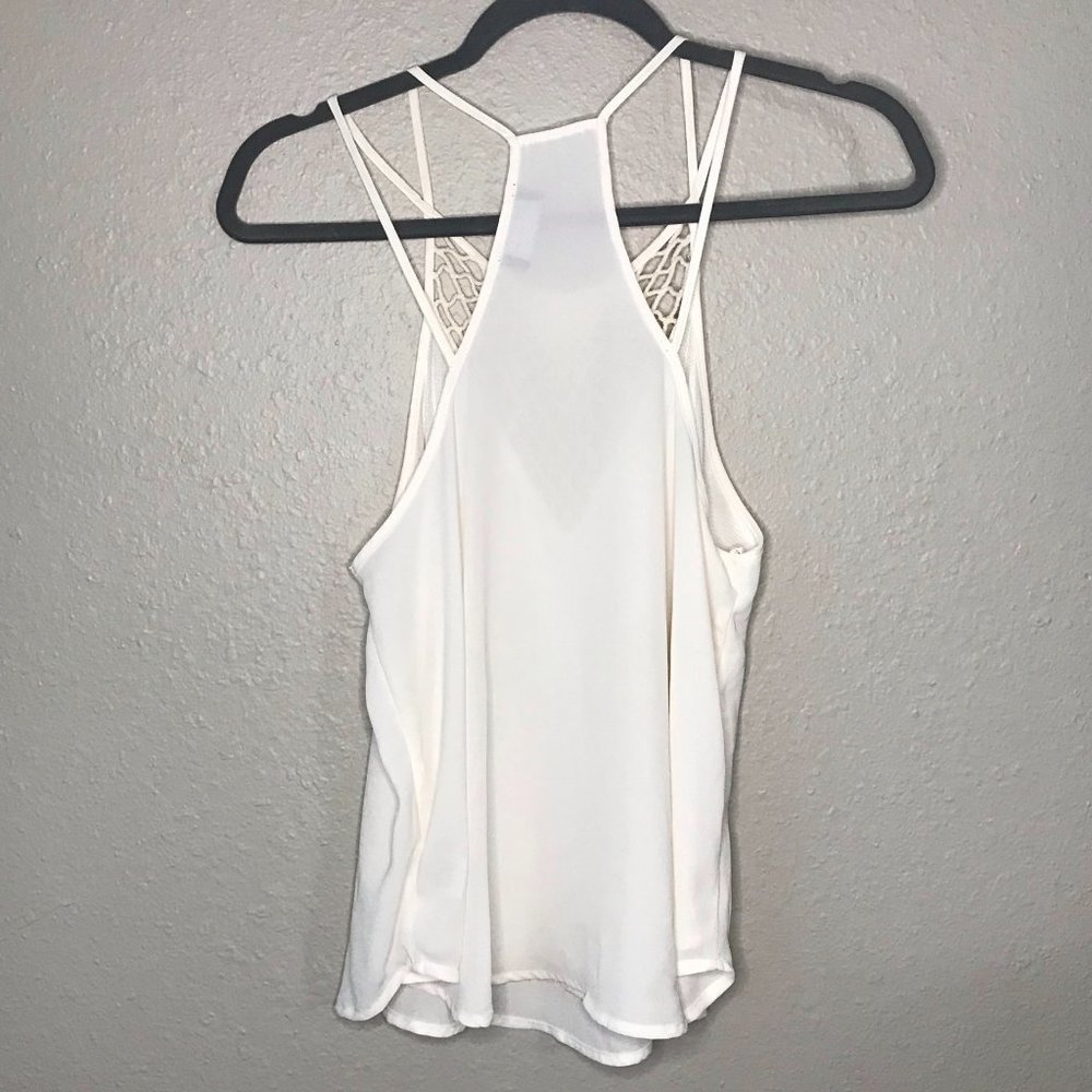 ASTR Cream High Neck Crochet Halter Strappy top - Picture 4 of 7